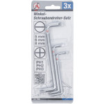 BGS Winkel-Schraubendreher-Satz | Schlitz / Kreuzschlitz | 3-tlg.