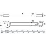 BGS Ratschenring-Maulschlüssel | umschaltbar | SW 17 mm