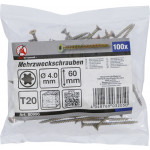 BGS Mehrzweckschrauben | T-Profil (für Torx) T20 | 4,0 x 60 mm | 100 Stück