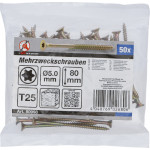 BGS Mehrzweckschrauben | T-Profil (für Torx) T25 | 5,0 x 80 mm | 50 Stück