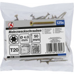 BGS Mehrzweckschrauben | T-Profil (für Torx) T20 | 4,0 x 50 mm | 125 Stück