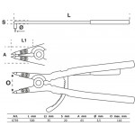 BGS Sprengringzange | abgewinkelt | für Außensprengringe | 500 mm