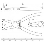 BGS Sprengringzange | abgewinkelt | für Innensprengringe | 250 mm