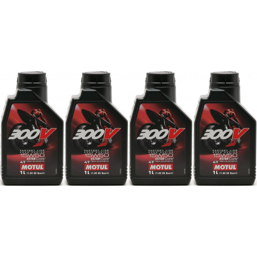 Motul 300V Factory Line Road Racing ESTER Core 15W-50 4T 4x 1l = 4 Liter