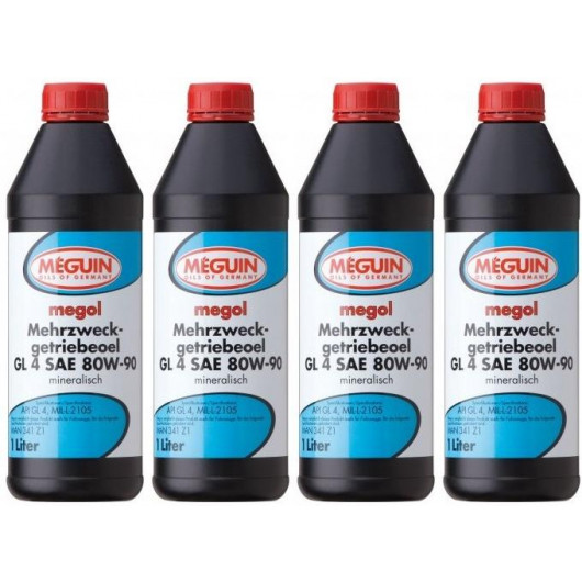 Meguin megol 4866 Mehrzweck-Getriebeöl GL4 SAE 80W-90 4x 1l = 4 Liter