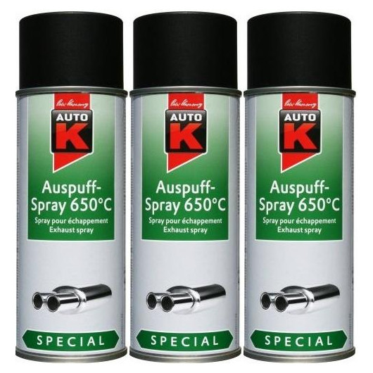 Auto-K Special Auspuffspray 650°C schwarz, 3x 400 Milliliter