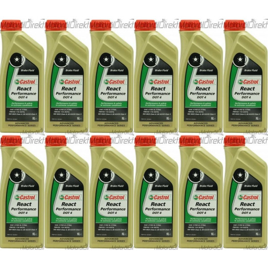 Castrol React Performance DOT 4 Bremsflüssigkeit 12x 1l = 12 Liter