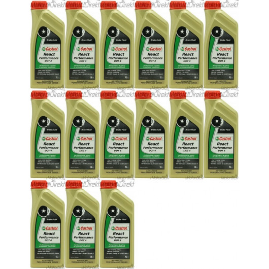 Castrol React Performance DOT 4 Bremsflüssigkeit 15x 1l = 15 Liter