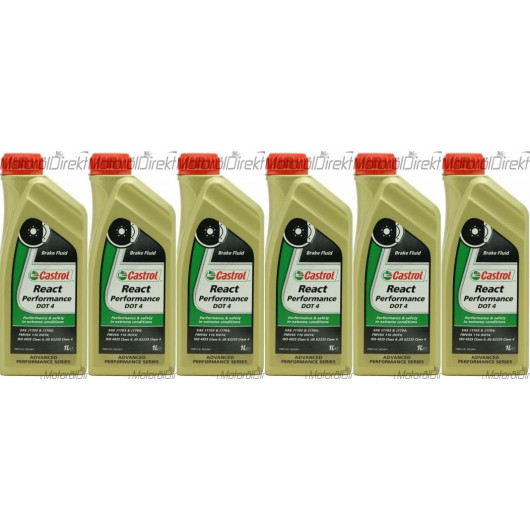 Castrol React Performance DOT 4 Bremsflüssigkeit 6x 1l = 6 Liter