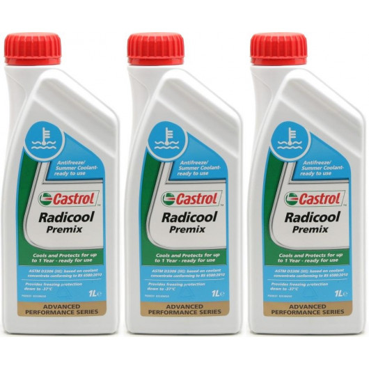 Castrol Radicool Premix Kühlerfrostschutz Fertigmischung 3x 1l = 3 Liter