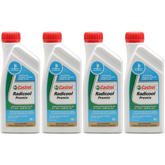 Castrol Radicool Premix Kühlerfrostschutz Fertigmischung 4x 1l = 4 Liter