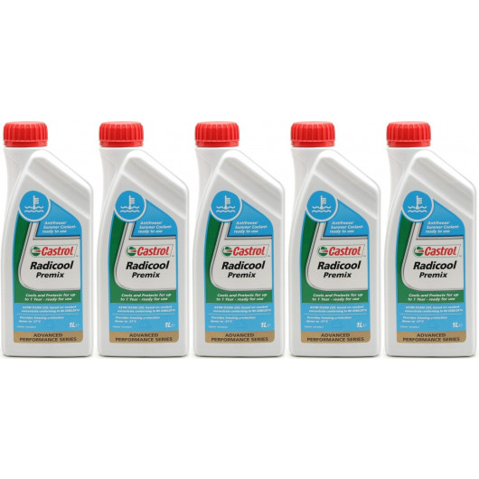 Castrol Radicool Premix Kühlerfrostschutz Fertigmischung 5x 1l = 5 Liter