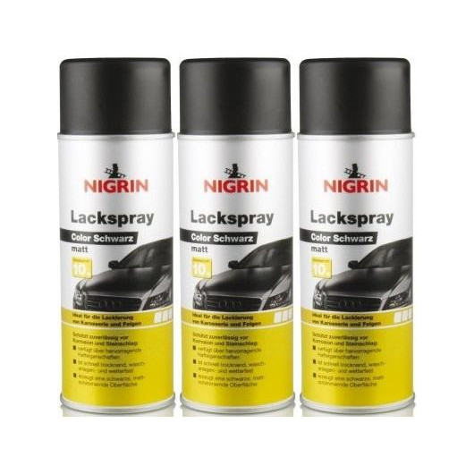 Nigrin Lackspray schwarz matt Spray 3x 400 Milliliter