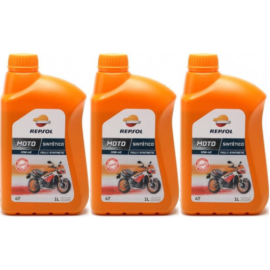 Repsol Motorrad Motoröl MOTO SINTETICO 4T 10W40 1 Liter 3x 1l = 3 Liter