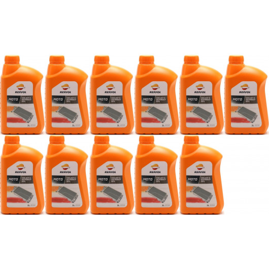 Repsol Kühlerschutz MOTO COOLANT & ANTIFREEZE 50% 1 Liter 11x 1l = 11 Liter