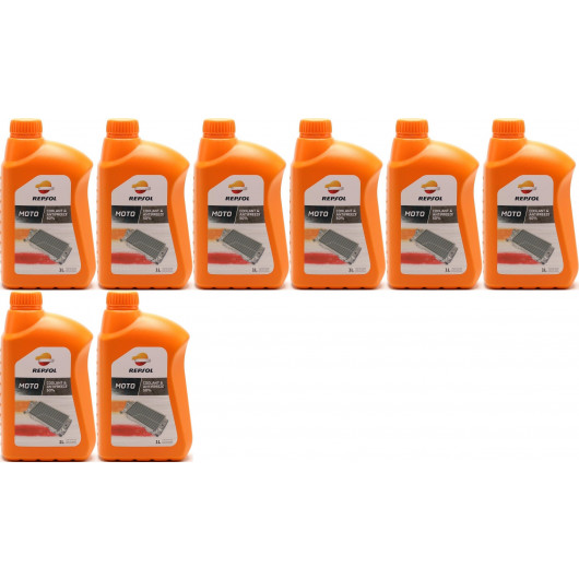 Repsol Kühlerschutz MOTO COOLANT & ANTIFREEZE 50% 1 Liter 8x 1l = 8 Liter