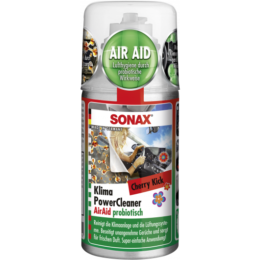 SONAX 03237000 - Klimaanlagenreiniger/-desinfizierer - KlimaPowerCleaner AirAid probiotisch Cherry Kick