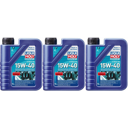 Liqui Moly 25015 Marine 4T Motor Oil 15W-40 3x 1l = 3 Liter