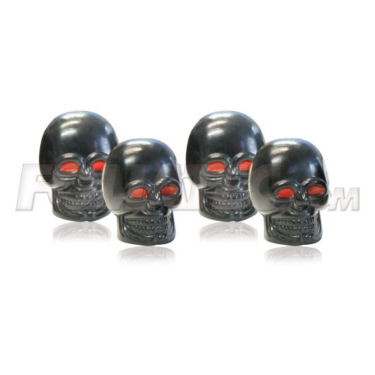 Foliatec AIRCAPS Ventilkappen SKULL, schwarz mit roten Augen