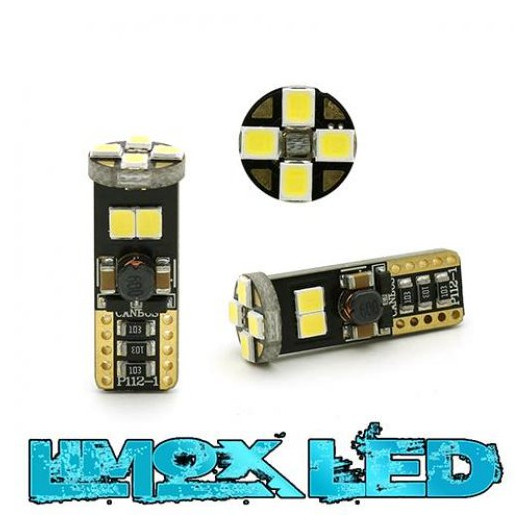 Glassockel W5W T10 8x 2835 SMD Weiß Canbus