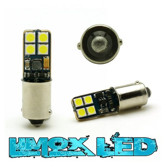 Metalsockel H6W Bax9s 8x 3030 SMD Weiß Canbus
