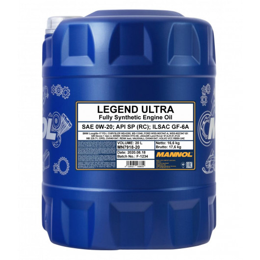 MANNOL 7918 LEGEND ULTRA SAE 0W-20 20L