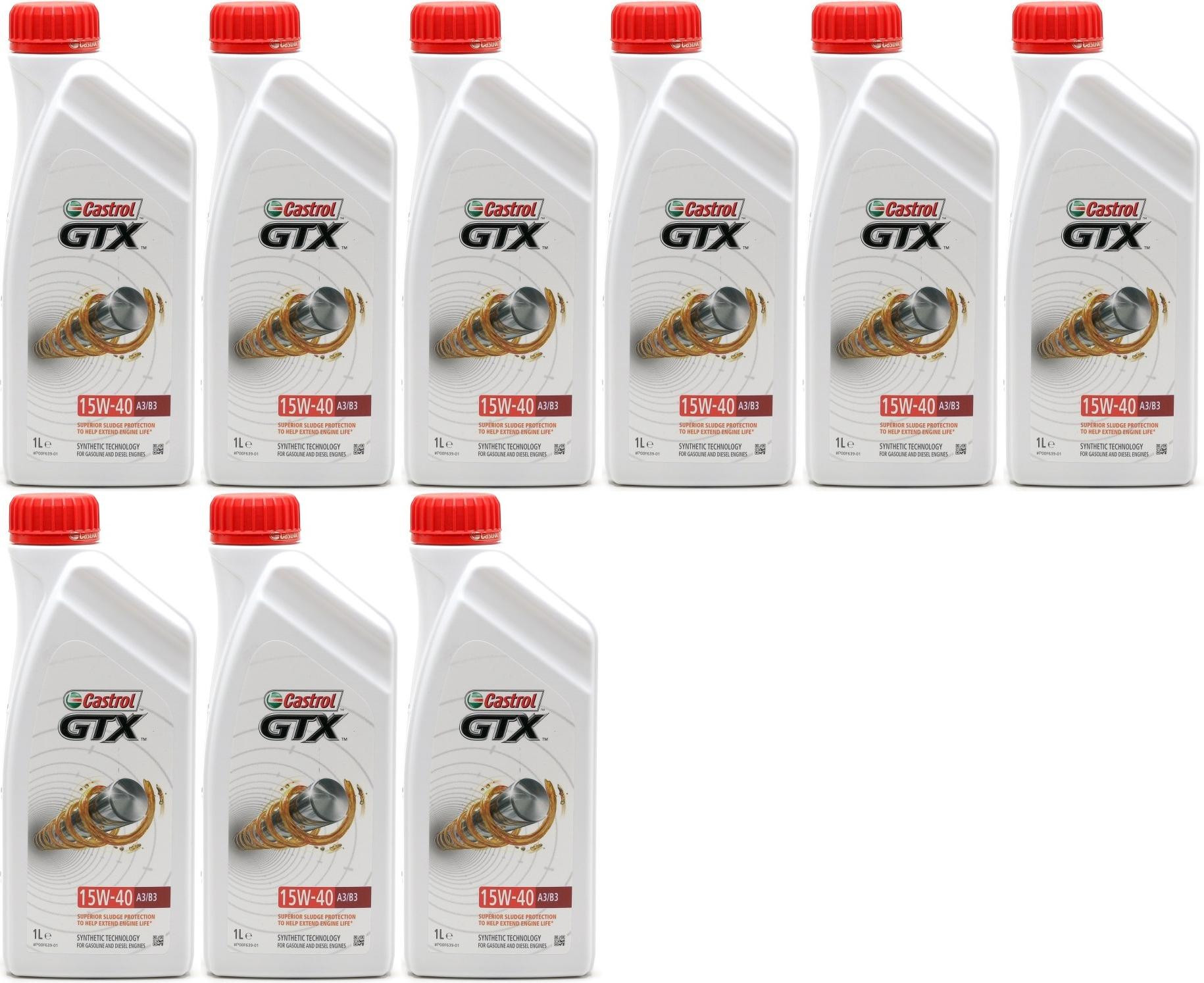 Castrol GTX 15W-40 A3/B3 Motoröl 9x 1l = 9 Liter