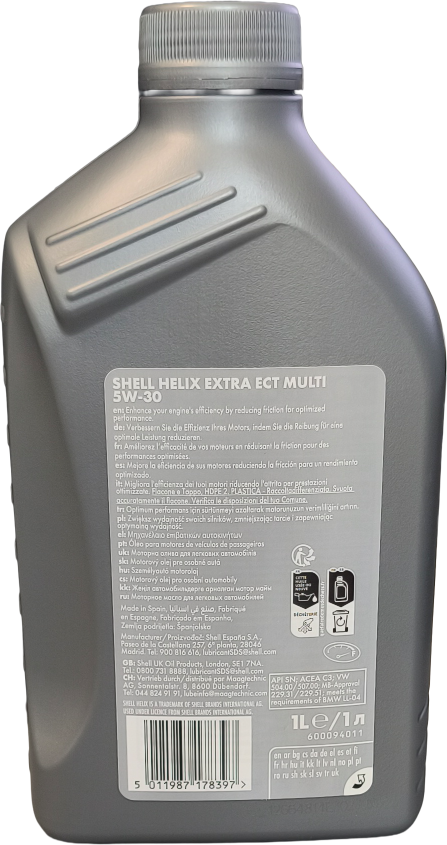 Shell Helix HX8 ECT 5W-30 Motoröl 1l Flasche