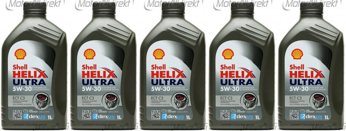 Shell Helix Ultra ECT C3 5W-30 PKW-Motoröl 5x 1l = 5 Liter