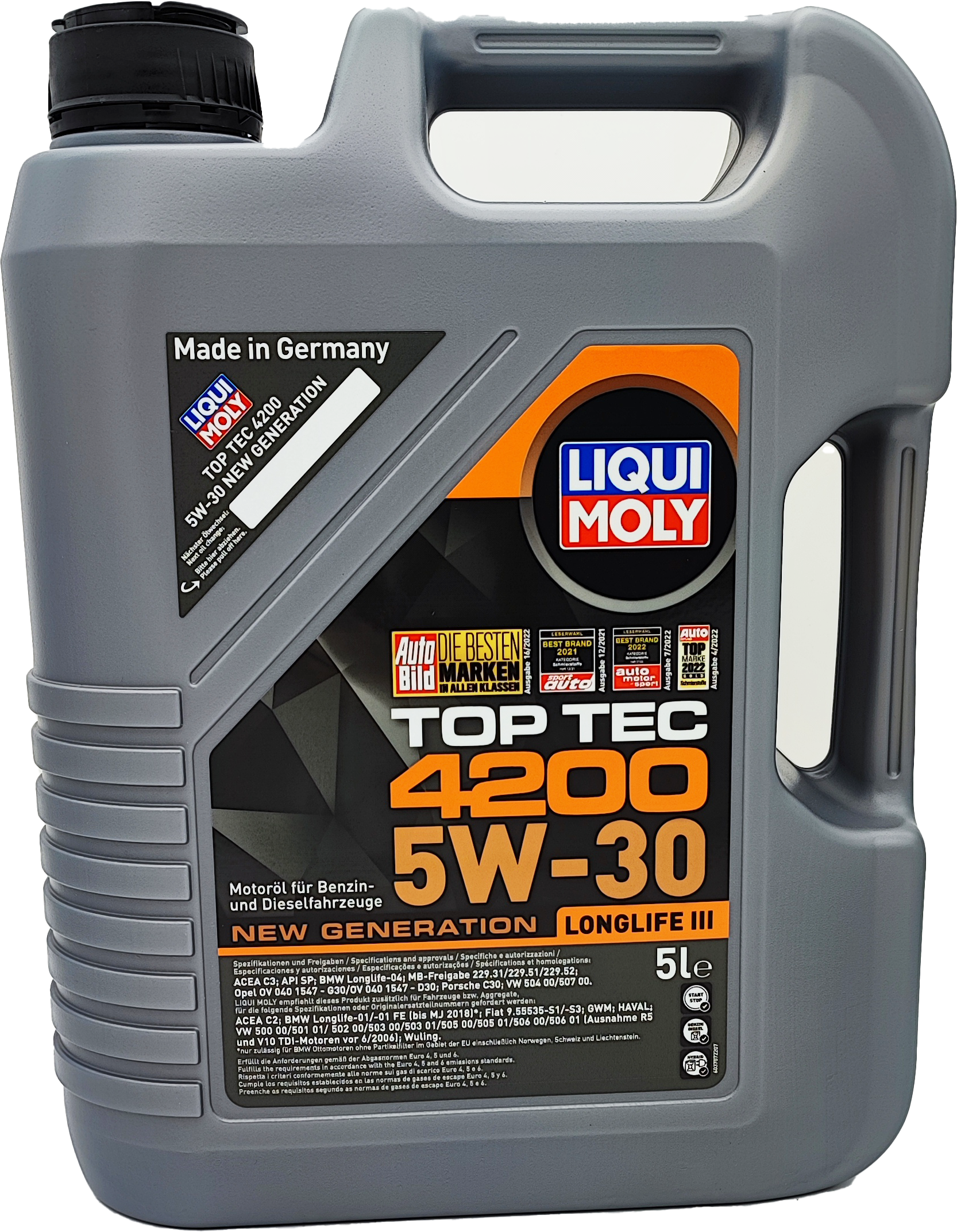 Liqui Moly 3707 5W-30 Top Tec 4200 Longlife III Motoröl 5l Kanister
