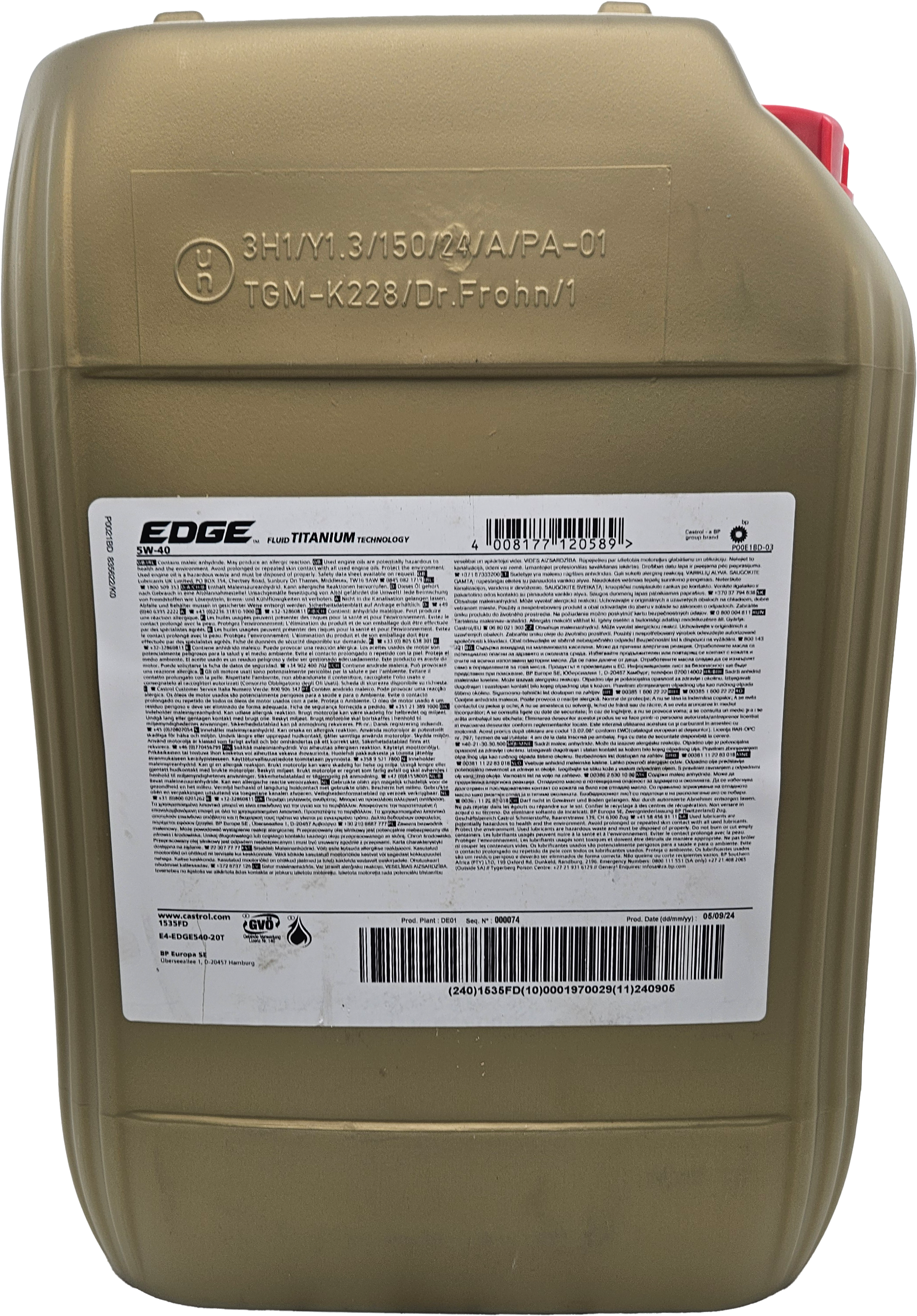 Castrol Edge 5W-40 Motoröl 20l Kanister (ex. FST)