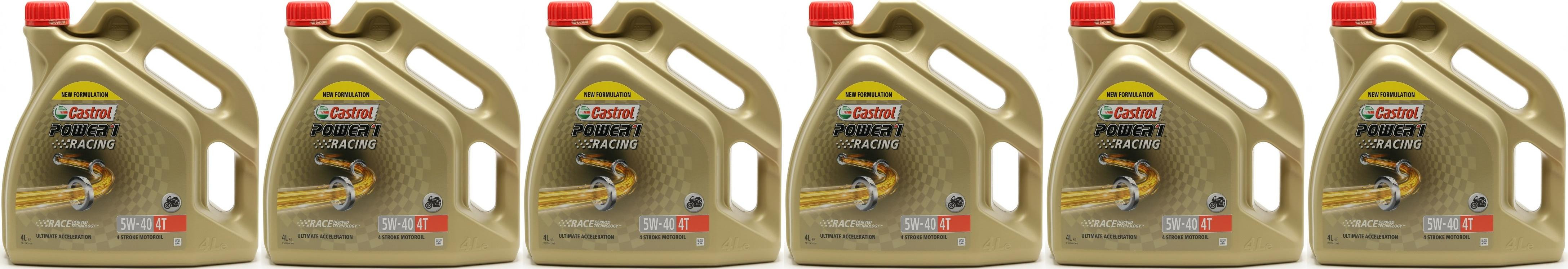 Castrol Power 1 Racing 4T Motorrad Motoröl 5W-40 6x 4l = 24 Liter