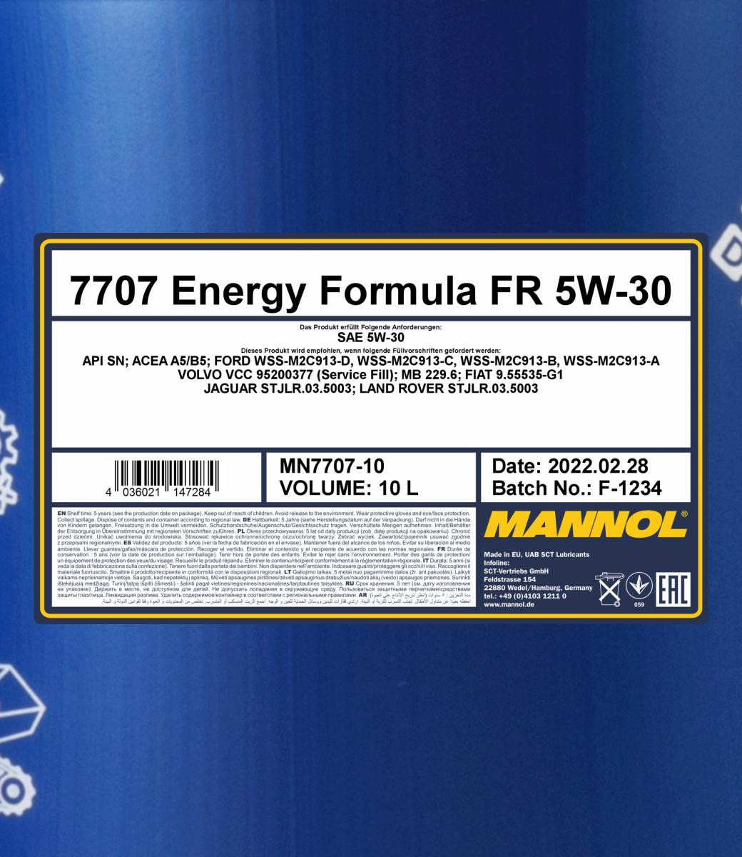 Mannol 7707 Energy Formula FR 5W-30 Motoröl 10l Kanister