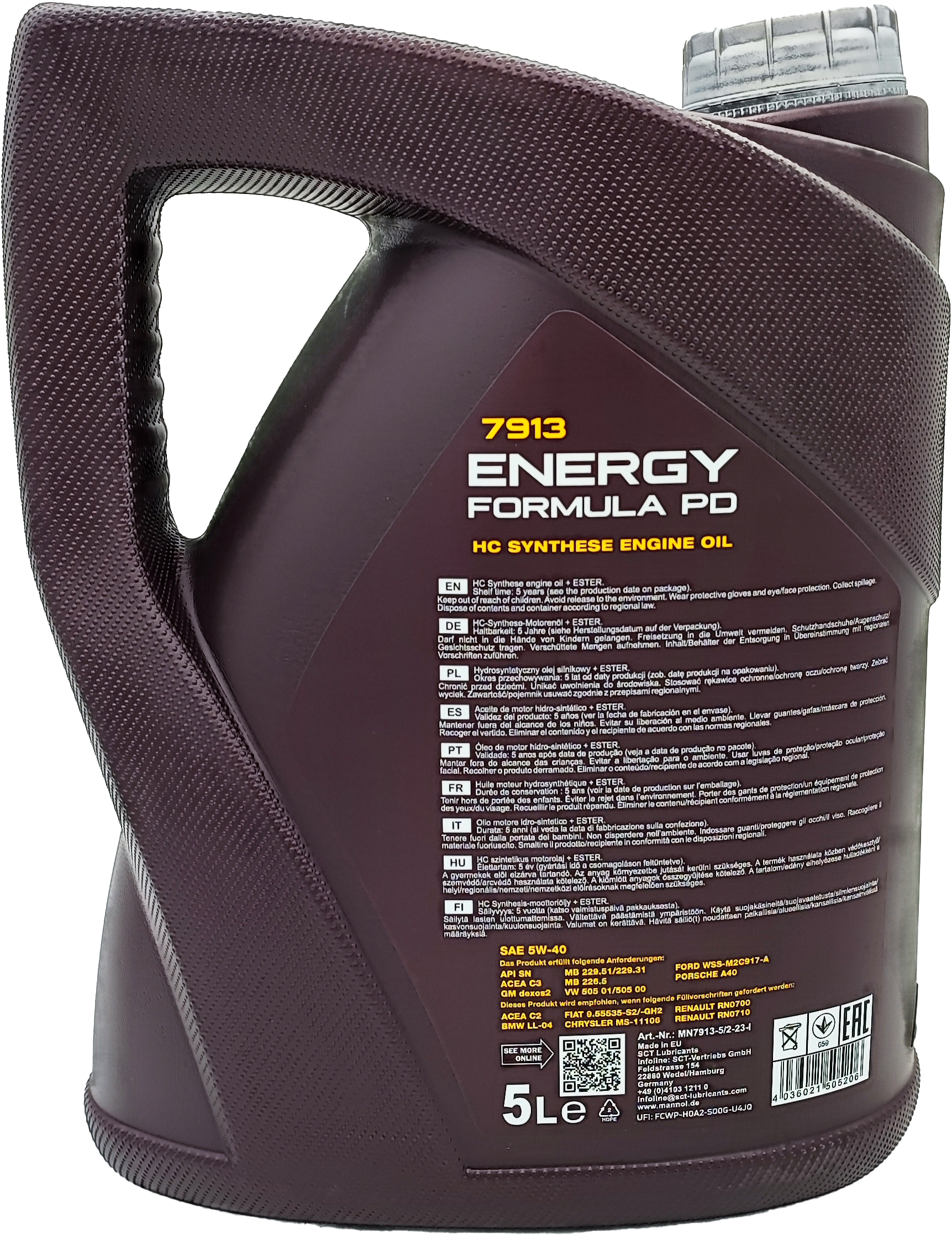 Mannol 7913 Energy Formula PD 5W-40 synthetisches Motoröl 5l Kanister