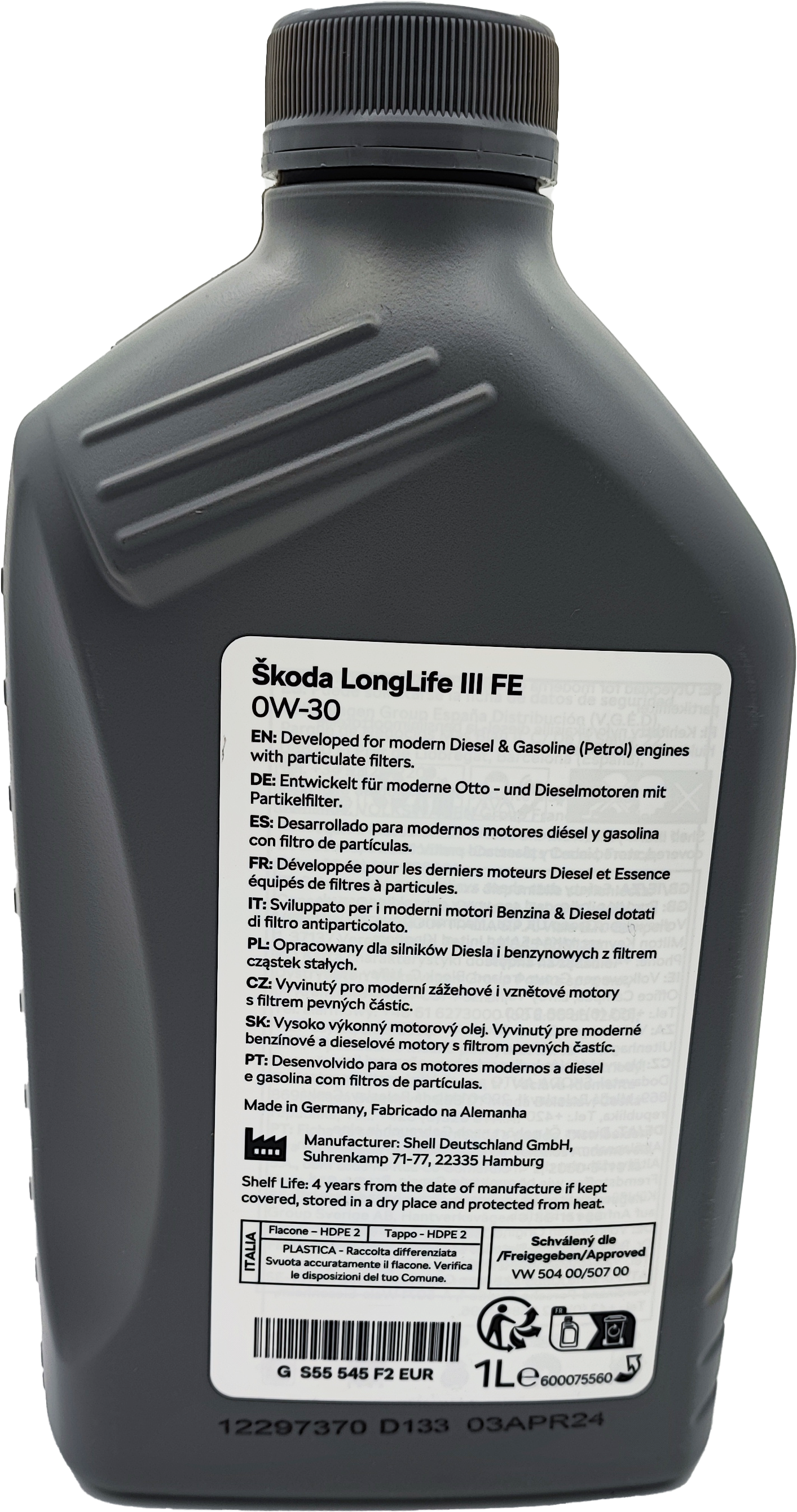 Original Skoda LongLife III FE 0W-30 Motorenöl Original GS55545F2EUR - 1l