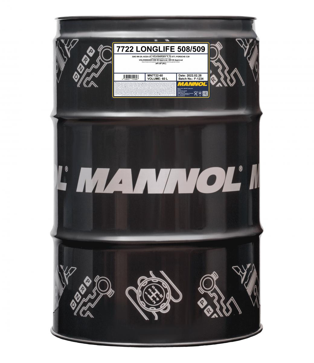 Mannol 7722 Longlife 508/509 0W-20 Motoröl 60l Fass