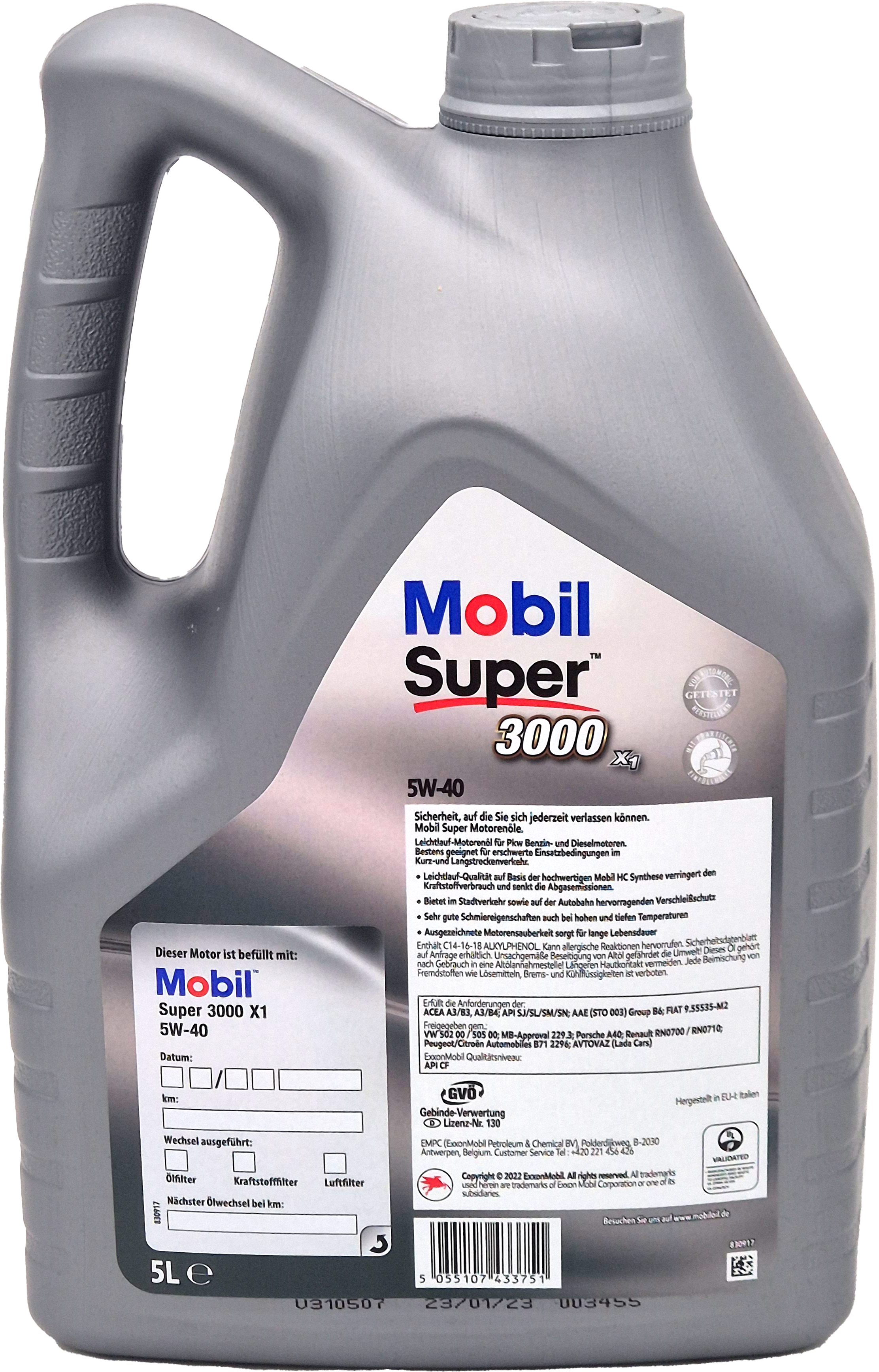 Mobil Super 3000 X1 5W-40 Motoröl 5l Kanister