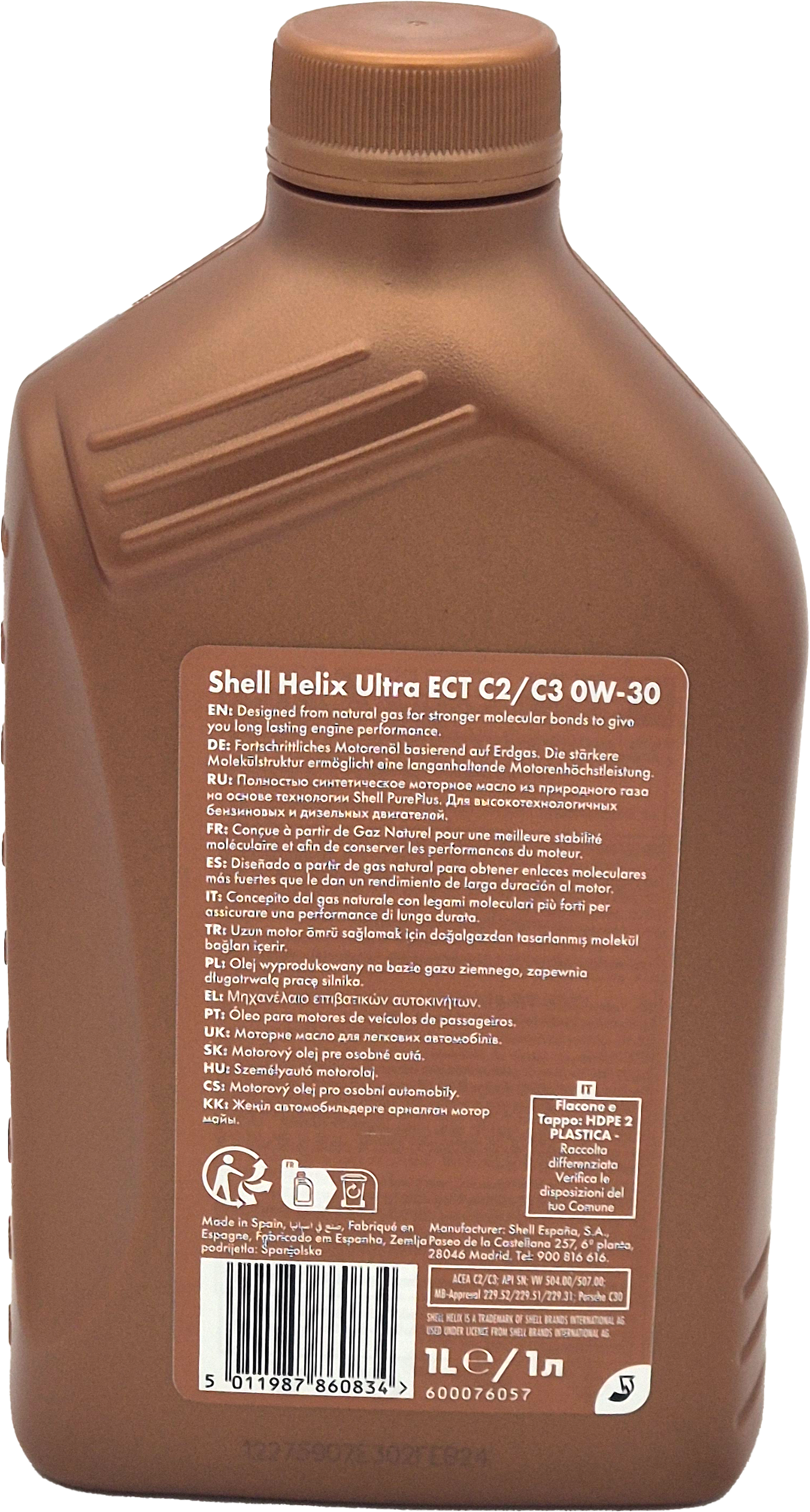 Shell Helix Ultra ECT C2/C3 0W-30 Motoröl 1l Flasche