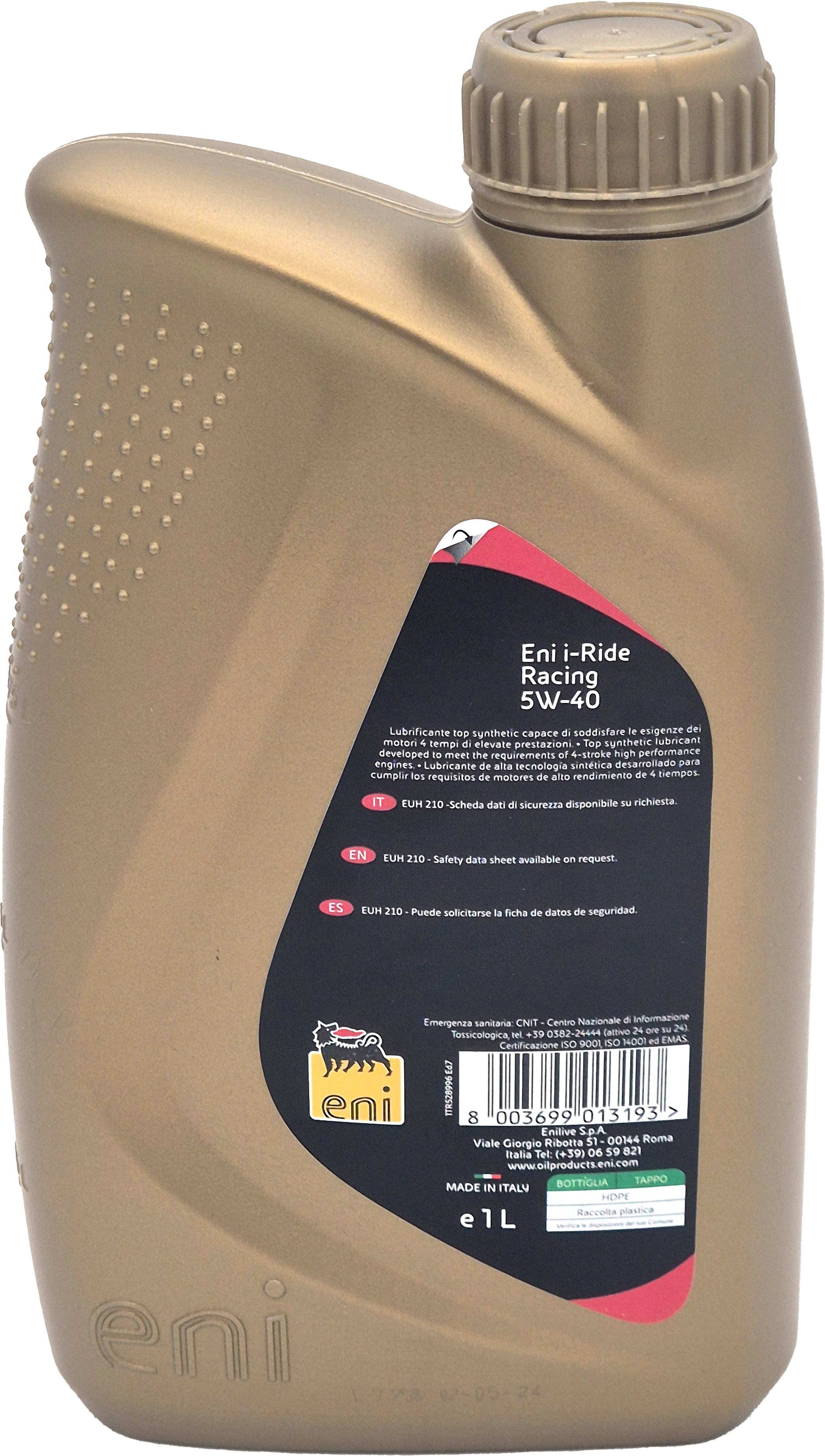 Eni i-Ride Racing 5W-40 synthetisches Motorrad Motoröl 1l Flasche