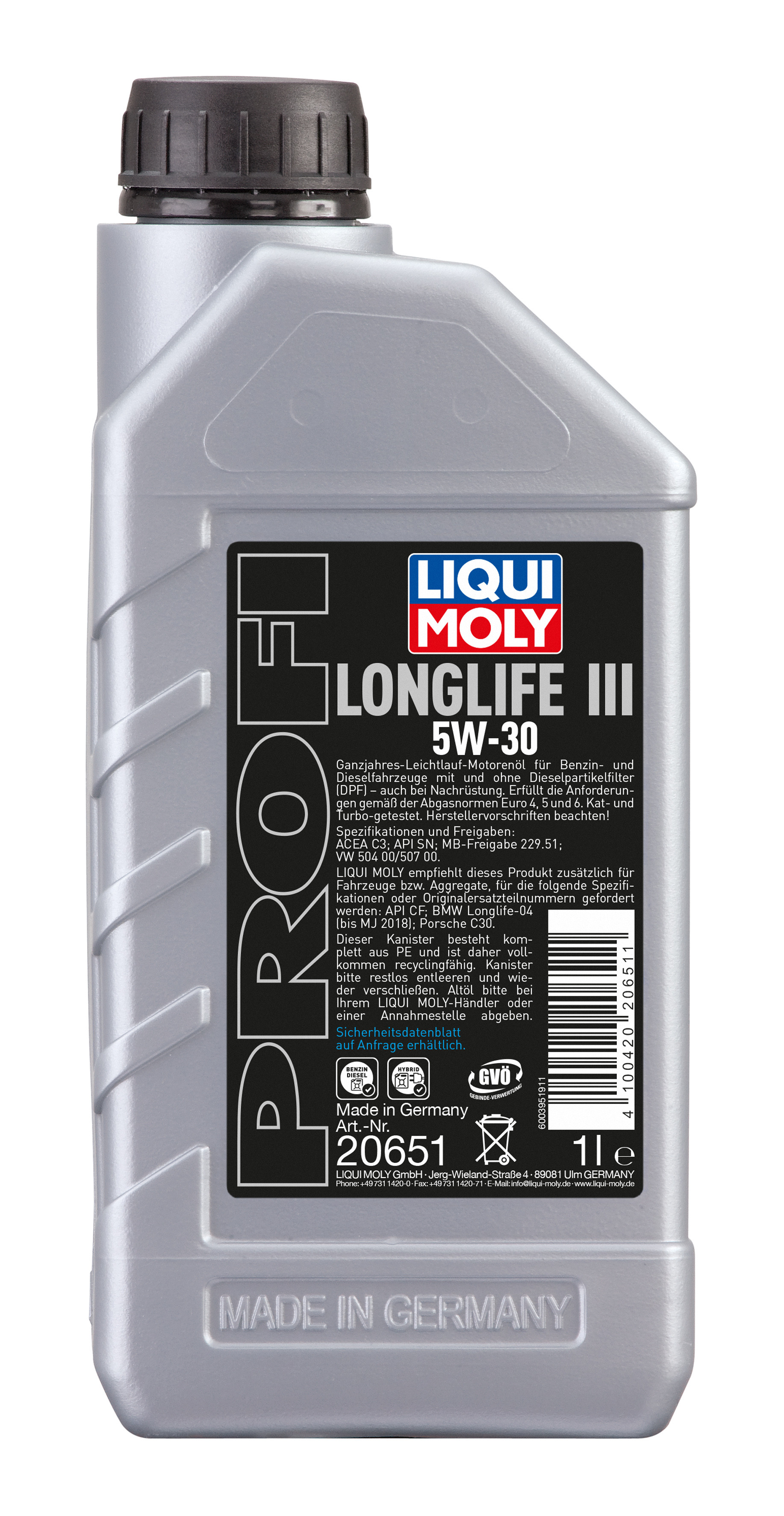 Liqui Moly 20651 Profi Longlife III 5W-30 Motoröl 1l