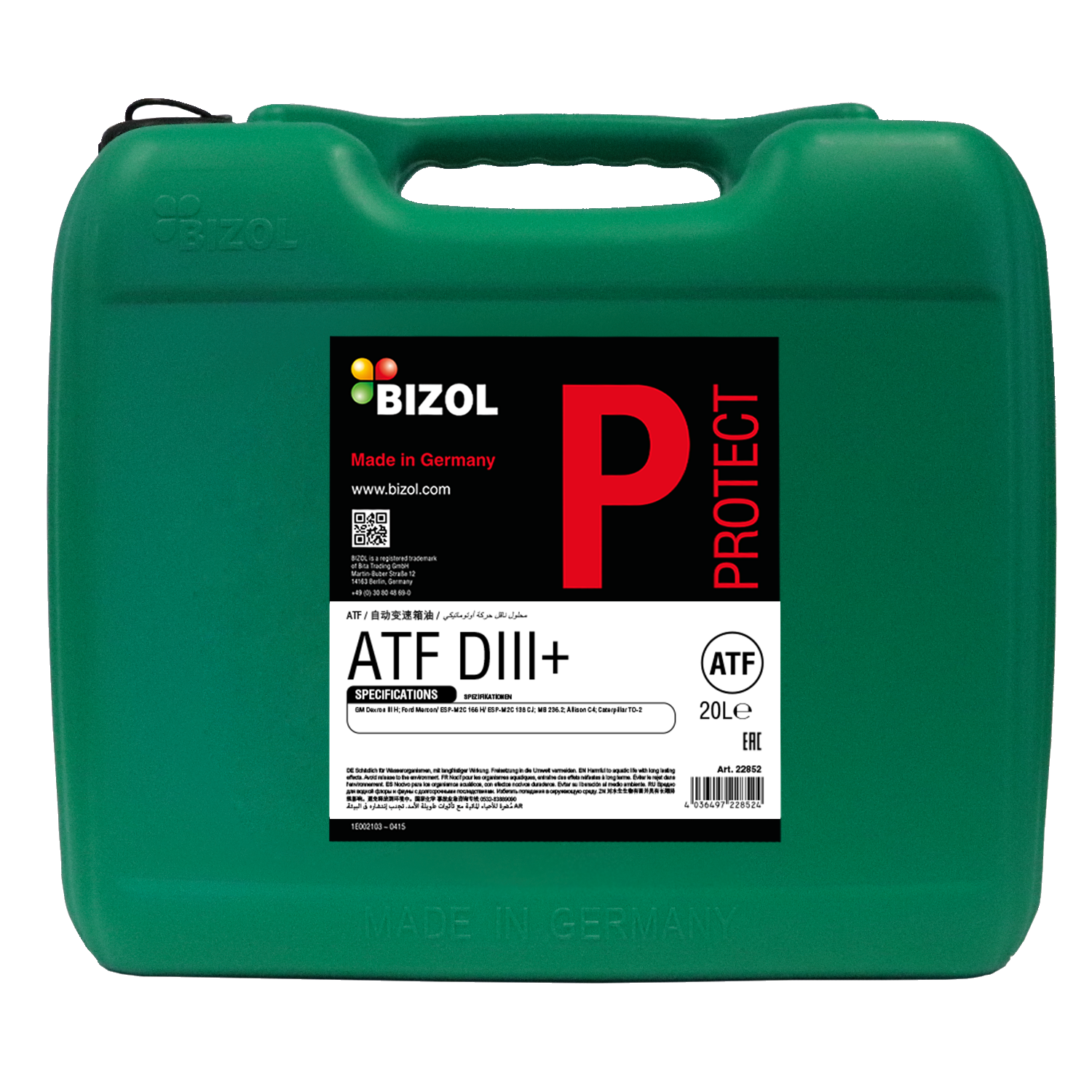 BIZOL Protect Getriebeöl ATF DIII+ - 20 Liter
