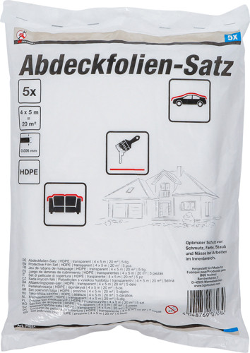 BGS Abdeckfolien-Satz | HDPE | transparent | 4 x 5 m | 20 m² | 5-tlg.