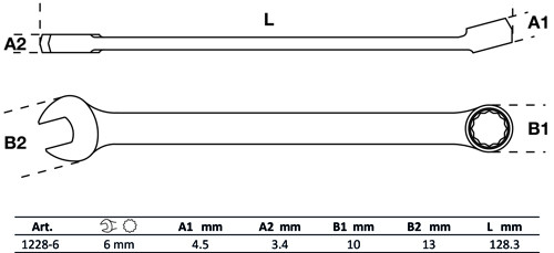 BGS Maul-Ringschlüssel | extra lang | SW 6 mm