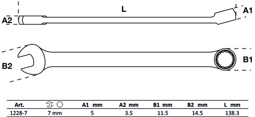 BGS Maul-Ringschlüssel | extra lang | SW 7 mm