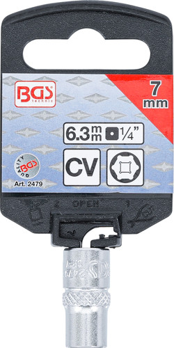 BGS Steckschlüssel-Einsatz Sechskant | Antrieb Innenvierkant 6,3 mm (1/4