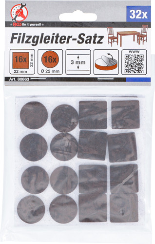 BGS Filzgleiter-Satz | braun | 32-tlg.
