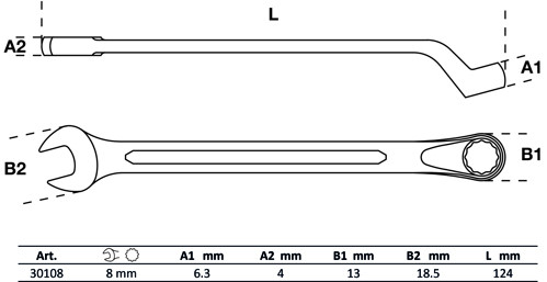 BGS Maul-Ringschlüssel, gekröpft | SW 8 mm