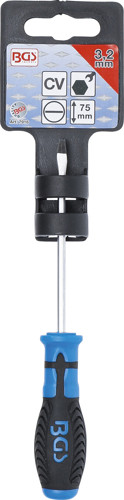 BGS Schraubendreher | mit Außensechskant | Schlitz 3,2 mm | Klingenlänge 75 mm