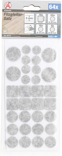 BGS Filzgleiter-Satz | grau-meliert | 64-tlg.