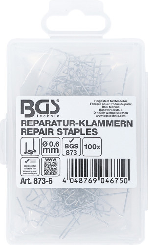 BGS Reparatur-Klammern | W-Form | Ø 0,6 mm | 100-tlg.